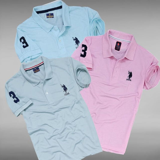 Polo Neck T-Shirt for Men (Multicolor, M)