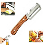 3-in-1 Multifunctional Vegetable Peeler with wooden grip (Pack of 1)