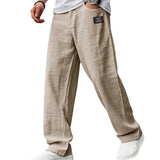 Mens Corduroy Casual Pants Fashion Loose Fit Wide Leg Pants Straight Sweatpants Elastic Waist Drawstring..